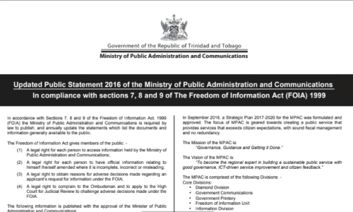 2016 - Freedom of Information Act Statement