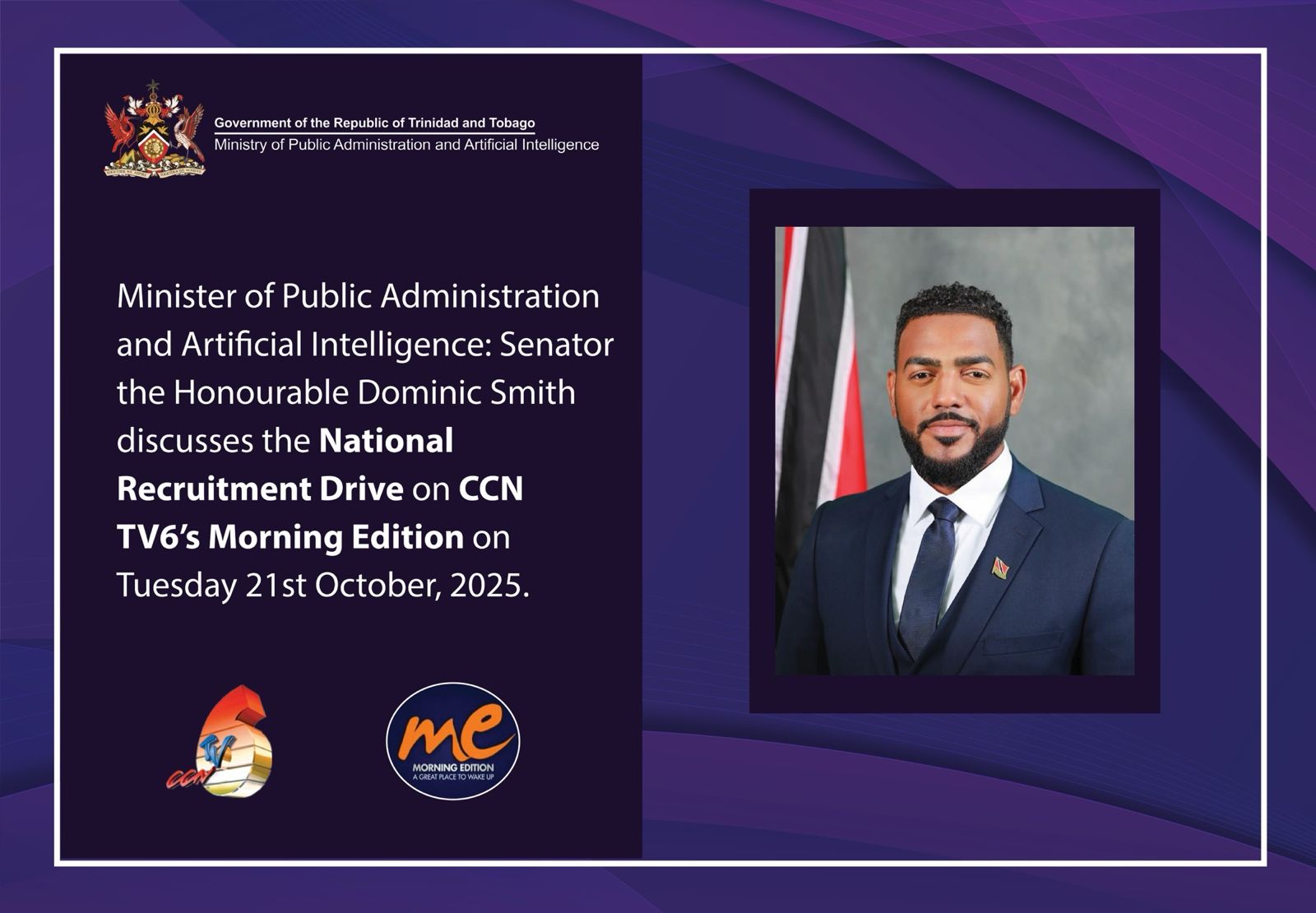 Senator the Honourable Dominic Smith on TV6's Morning Edition, Discussing the National Recruitment Drive