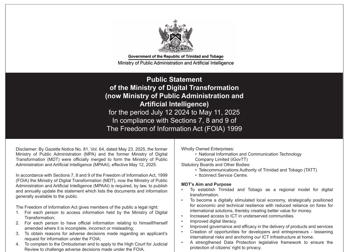 July 2024 to May 2025 - Freedom of Information Act Statement