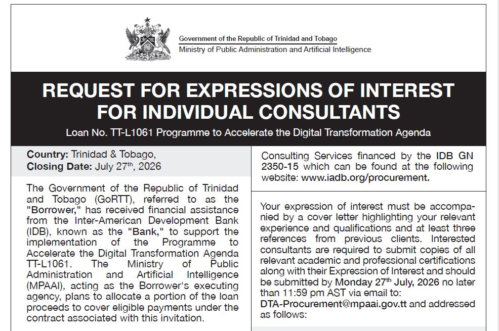 Request for Expression of Interest from Individual Consultants to Accelerate the Digital Transformation Agenda