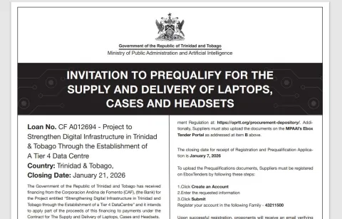 Invitation to Prequalify for Supply and Delivery of Laptops, Cases, Headsets